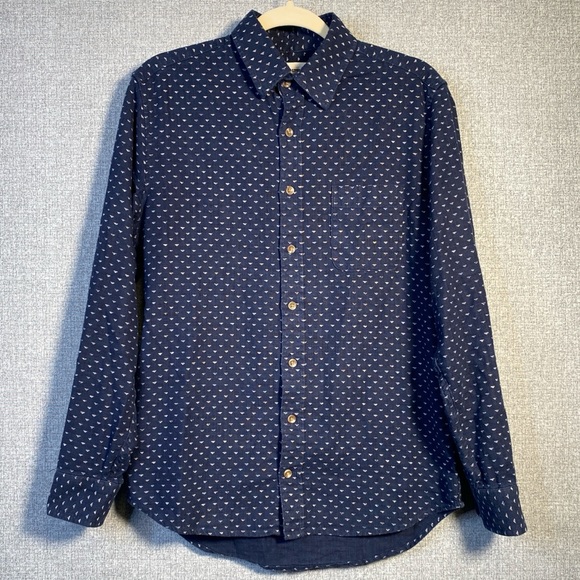 Taylor Stitch 38 Small Men’s Large Triangle Pattern Button Front Shirt Cotton - Picture 2 of 9